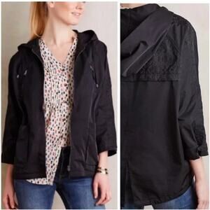 Hei Hei Anthropologie Jacket XS Small Black Uptown Embroidered Zip Up Hooded